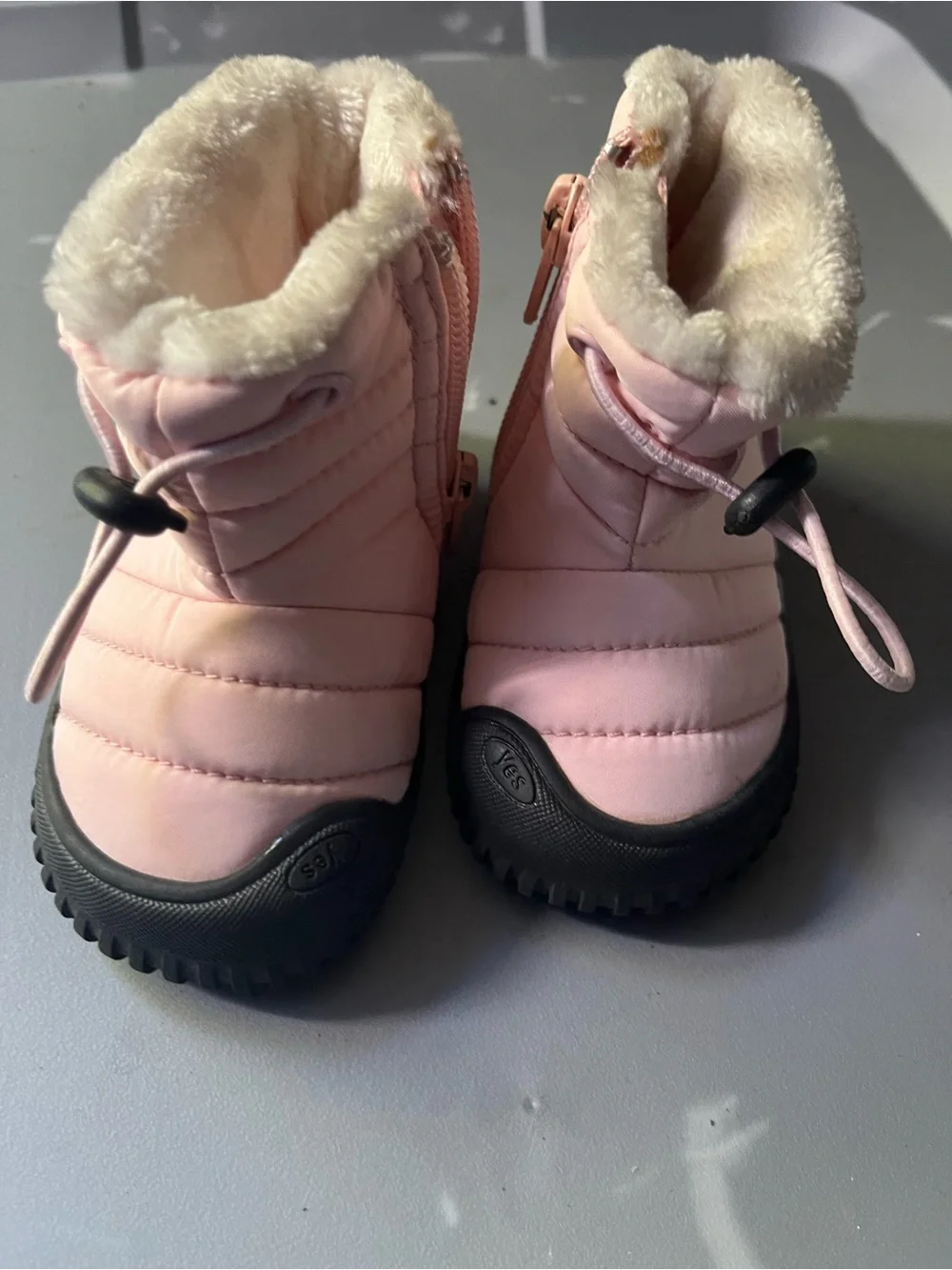 Kids Pink Waterproof Snow Boots with Cozy Faux Fur